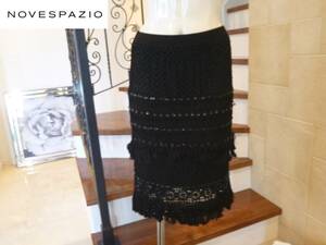 2.8 ten thousand NOVESPAZIO Novesrazio * black black braided knitted skirt 38 M corresponding 