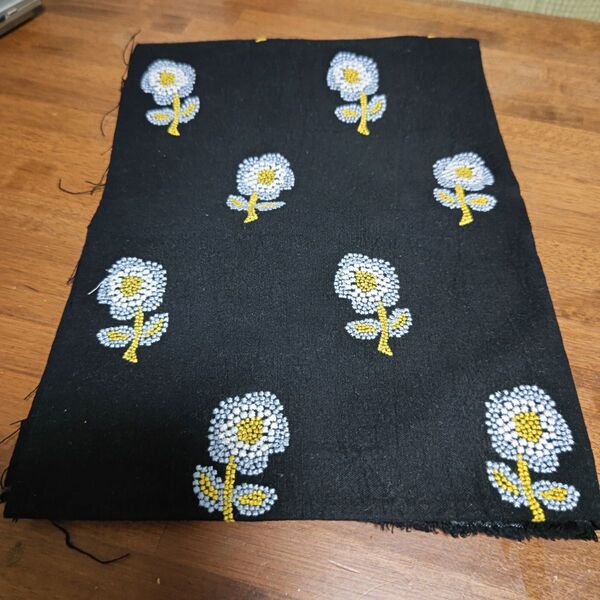 綿麻刺繍生地 花柄