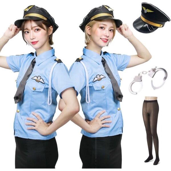ポリス コスプレ ハロウィン 警察官 セクシー 仮装 レディース 6点セット 女性