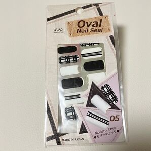 oval nail seal オーバル ネイル シール 05 モダン チェック ブラック ホワイト 白 黒 モノトーン
