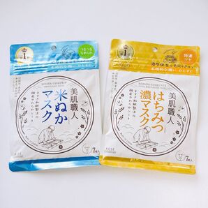 クリアターン 美肌職人 米ぬかマスク&はちみつ濃マスク フェイスマスク(各7枚入り) コーセーコスメポート ②点セット