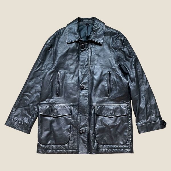 90s vintage レザージャケット ウール100% black アメカジ