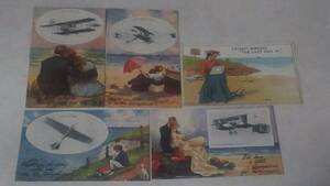 THE LAST MAN IN airplane. picture postcard 5 pieces set 