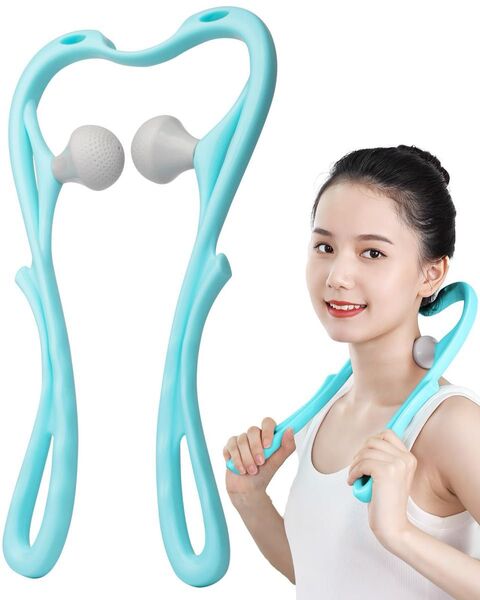 マッサージローラー ブルー 首 マッサージ 肩こり解消グッズ 健康器具