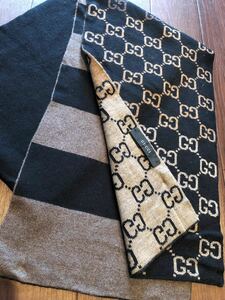 GUCCI GG pattern × border knitted muffler Gucci stole 