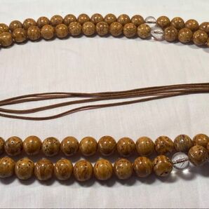 美品 数珠龍目菩提樹 曹洞宗水晶仕立て108念珠になります。桐箱入り念珠108粒