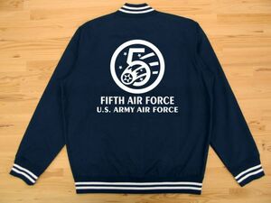 5th AIR FORCE ネイビー コンフォート スタジャン XXL 白 ミリタリージャケット U.S. ARMY AIR FORCE FIFTH