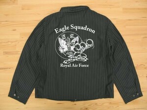 R.A.F. Eagle Squadron 黒 ジャケット(ストライプ) 白 4XL フライトma-1ミリタリー イギリス空軍 イーグル飛行中隊 U.S. AIR FORCE