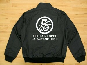 5th AIR FORCE 黒 スイングトップ 白 4XL フライトジャケット ma-1ミリタリー U.S. ARMY AIR FORCE FIFTH