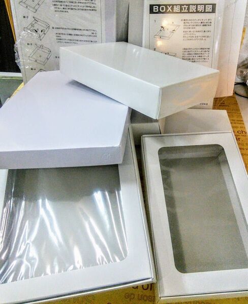 ギフト箱白 6箱 中透明フタ付 浅型新品 組み立てタイプ