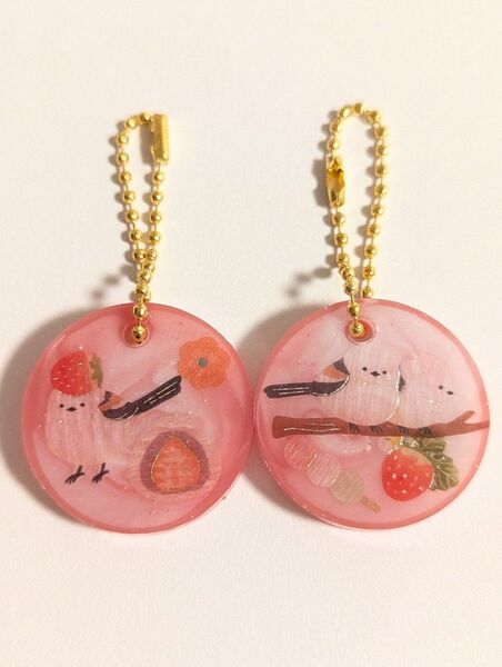 ハンドメイド レジン シマエナガ ストラップ