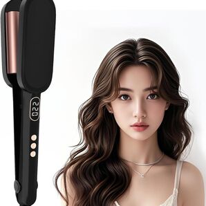 カールアイロン 32mm ウェーブアイロン ヘアアイロン 温度調節 海外対応 挟むだけ プレゼント