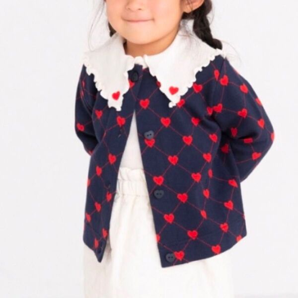 新品タグ付★95cm ハートジャガードカーディガン cottoli コトリ 春服