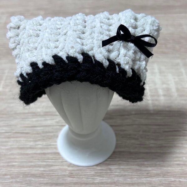 ぬいぐるみ用 猫耳 ニット帽 ちびぐるみサイズ 編み物 ハンドメイド 毛糸