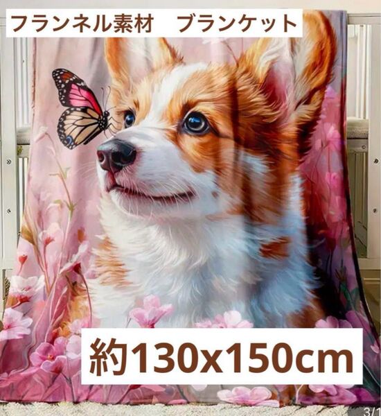 新品 ウェルシュ・コーギー 犬柄 ブランケット 130×150 毛布 02 犬