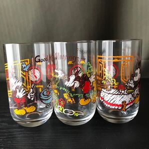 ミッキーマウス手書き風 グラス 3個