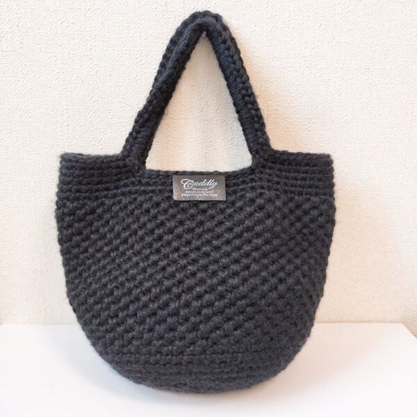 ニット 毛糸 トートバッグ マルシェバッグ かぎ編み ハンドメイド