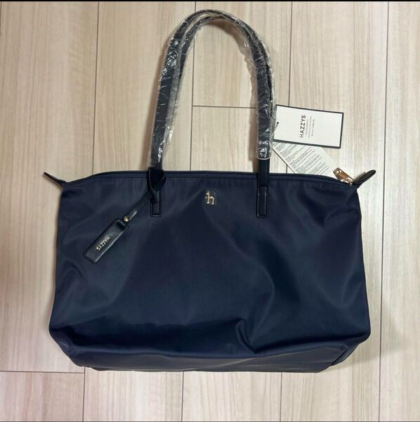 【新品】◆HAZZYS◆軽量ブラックナイロントートバッグL