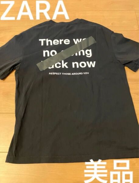 ZARA Tシャツ 黒 メンズ 黒ティ ザラ ロゴTシャツ