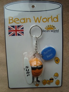 キーホルダー　イギリス　Bean World　サーファービーン　Surfer Bean　美品