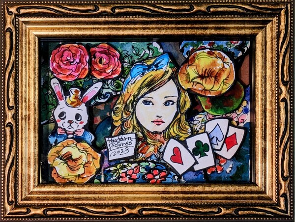 15%OFF!【15周年創業祭】【半立体アート】「Alice in Wonder」■東京藝大卒画家■松崎祐哉■真作■14日まで!