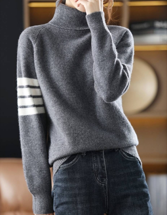 2025新品/人気推薦/ ミンクカシミヤ混 ニットトップス 長袖 おしゃれ ハイ