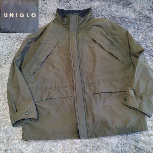 90s 00s オールド ユニクロ OLD UNIQLO 紺タグマウンテン パーカー 腰ポケット ナイロン フード ジャケット