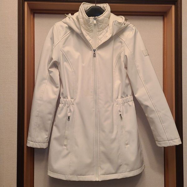 RALPH LAUREN ダブルクロージャーフード付コート ホワイト XS フーデットコート キルティングジャケット