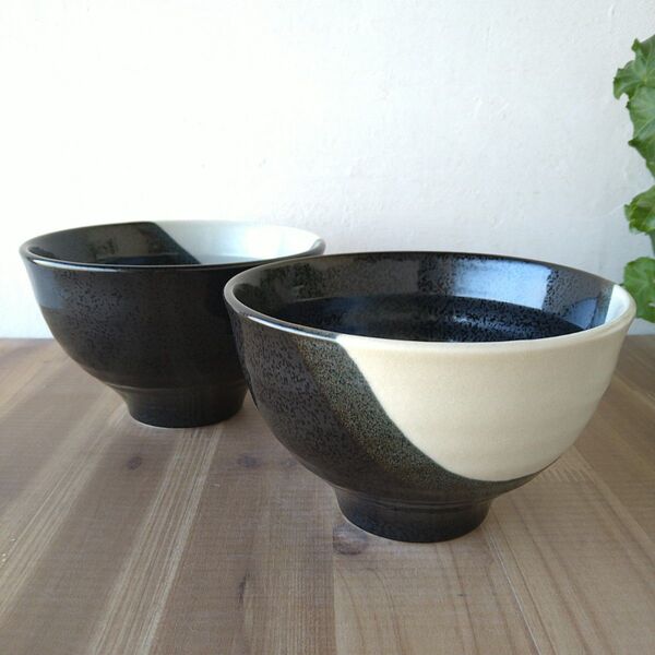 黒白小丼・2個 美濃焼〈新品・未使用〉