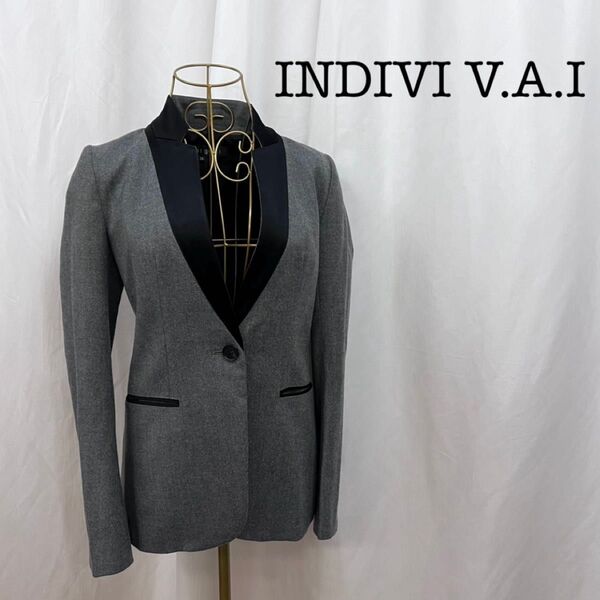 INDIVI V.A.I(インディヴィ ヴァイ)バイカラー 長袖ジャケットサイズ36
