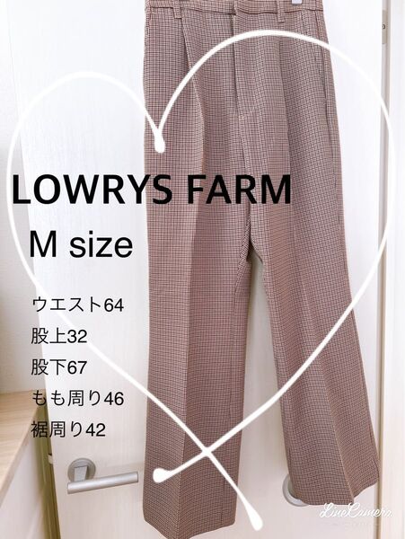 【LOWRYS FARM】LANATECセンタープレスフレアパンツ 千鳥チェック M