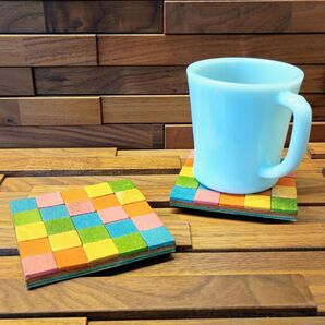 牛床革 レザーコースター マルチカラー ハンドメイド