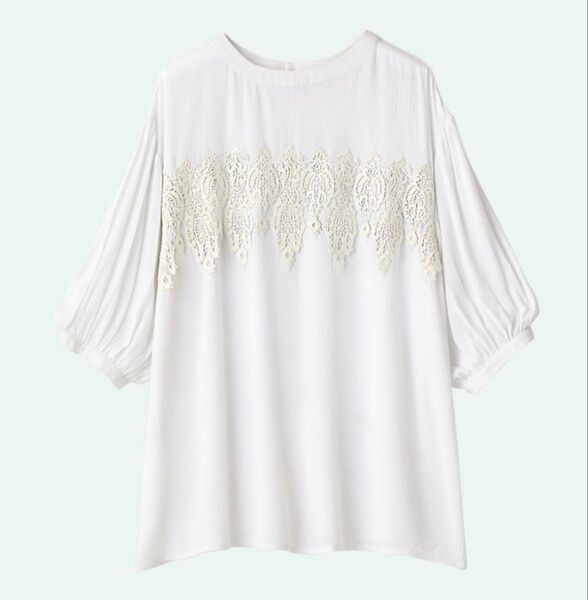 レース装飾 2WAY トップス L カットソー Tシャツ
