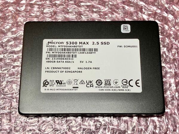 Micron 5300 MAX 480GB SATA 2.5インチ SSD NAS 500GB 512GB 級