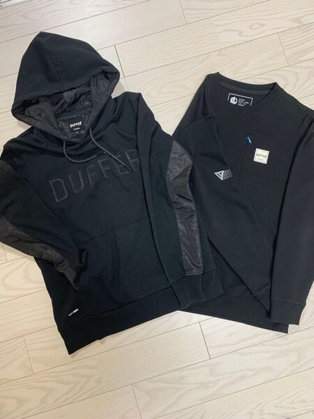 【2着セット】 長袖 スウェット パーカー 黒