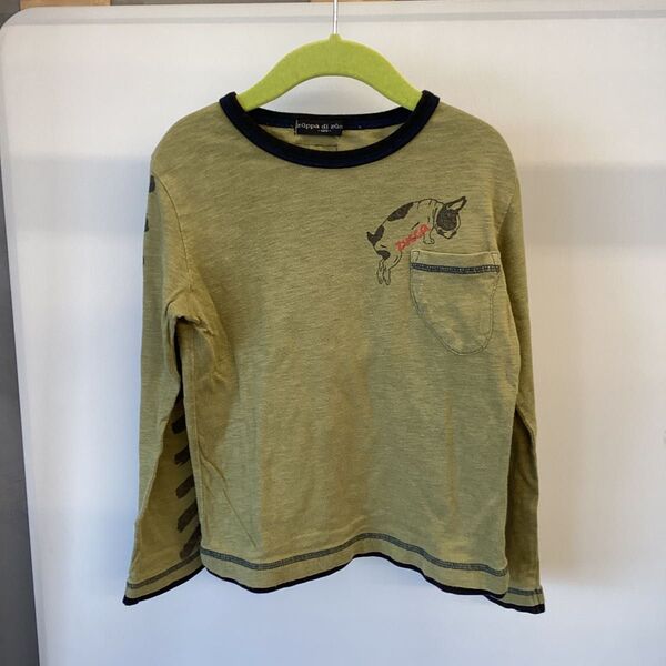 zuppa di zucca ズッパディズッカ 子供服 長袖Tシャツ フレンチブルドック 120サイズ カーキ