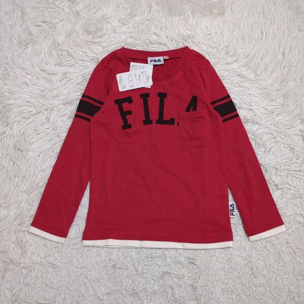 【タグ付き未使用】FILA フィラ 長袖 ロンT 110cm ロゴ 赤 キッズ 子供服