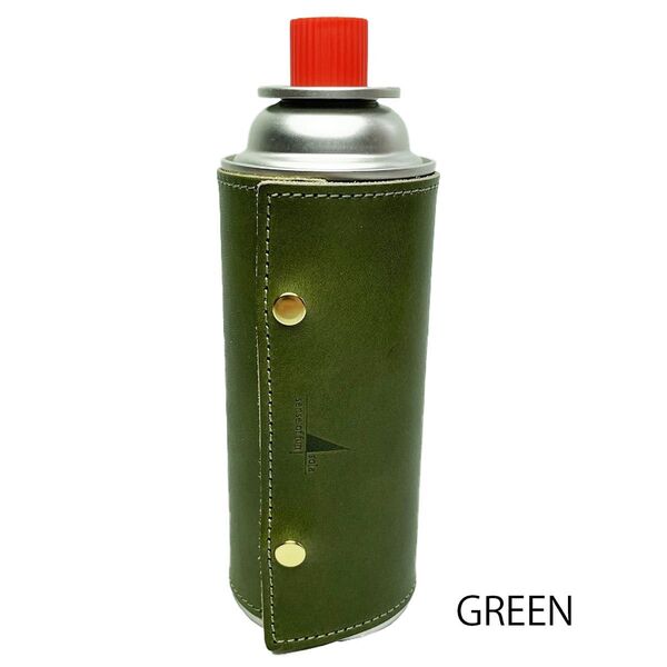 CB缶レザーカバー グリーン(栃木レザー) カセットガス用レザーカバー