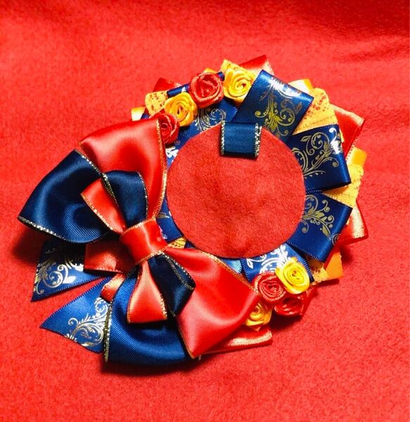 痛ロゼット ロゼット ハンドメイド ネイビー レッド