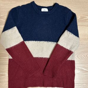 サニーレーベル 起毛カラー切替ニット