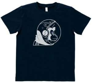 おもしろ　Tシャツ　サルの宇宙飛行士　ネイビー　MLサイズ　送料無料　ｈ705