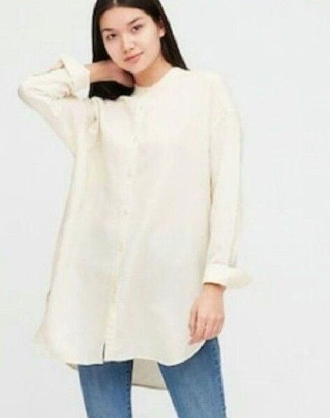 UNIQLO リネンブレンド スタンドカラー チュニック