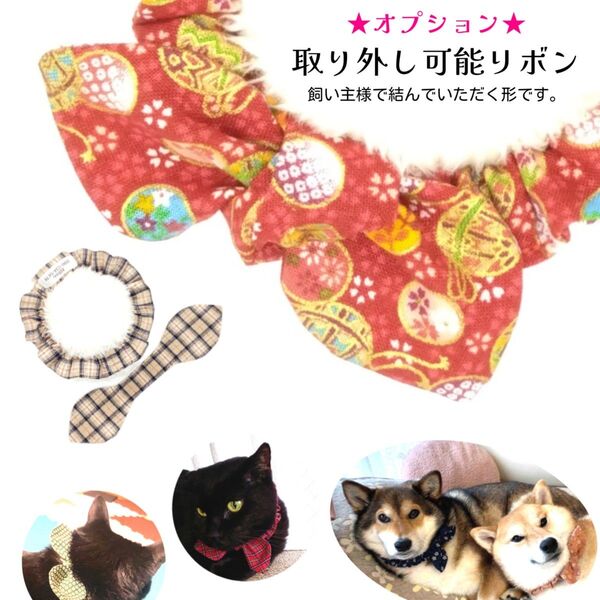 ★オプション★取り外し可能リボンの紹介ページです/縫い付け迷子札 ねこおもい シュシュ猫首輪 名前 /軽量 可愛い 人気 おすすめ