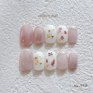 ネイルチップ(No.558) ニュアンスネイル マグネットネイル ネイルチップ ジェルネイルチップ 付け爪 フラワー