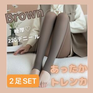タイツ トレンカ ブラウン 裏起毛 2足セット 厚手 暖かい 極暖 美脚 補正 シアー 防寒 フィット 上質素材 おしゃれ
