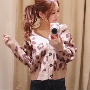 rienda レオパード 2way knit TOP