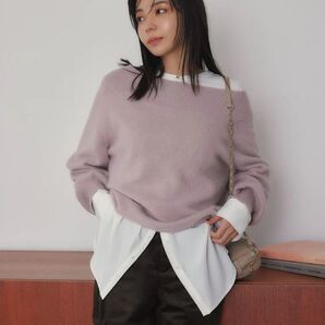 【新品 タグ付き】COHINA フォックスアンゴラボートネックニット ピンク(ラメ )