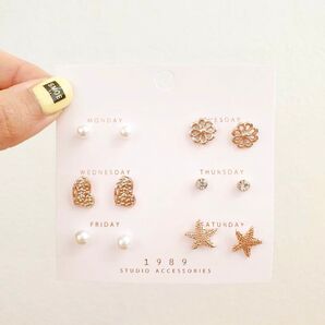 ピアス6点セット すぐ発送 ローズゴールド 新アカウントこちらで購入お願いします。