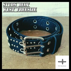 Wハトメ スタッズベルト ダブルピンベルト スタッズベルト スケーター y2k スタッズベルト パンク ハトメ studded