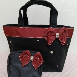 【価格の相談・値引き不可×】ポーチとお揃いリボン*トートバッグ